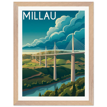 Affiche Millau - Encadrée, cadre bois 30x40 cm