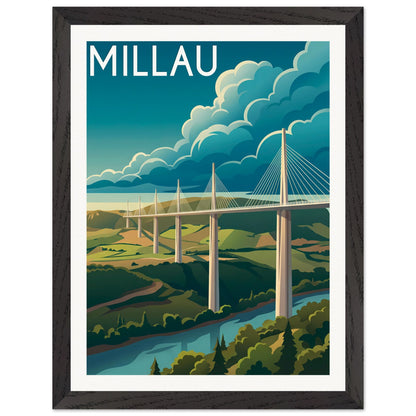 Affiche Millau - Encadrée, cadre noir 30x40 cm