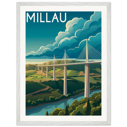Affiche Millau - Encadrée, cadre blanc 45x60 cm