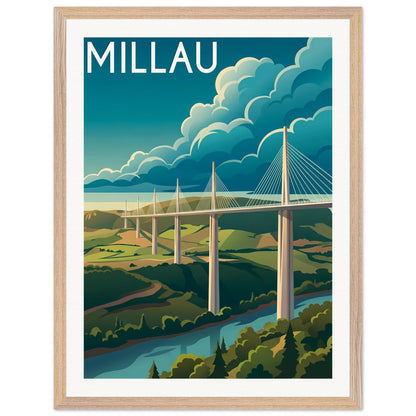 Affiche Millau - Encadrée, cadre bois 45x60 cm