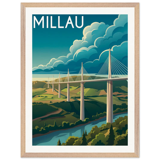Affiche Millau - Encadrée, cadre bois 45x60 cm