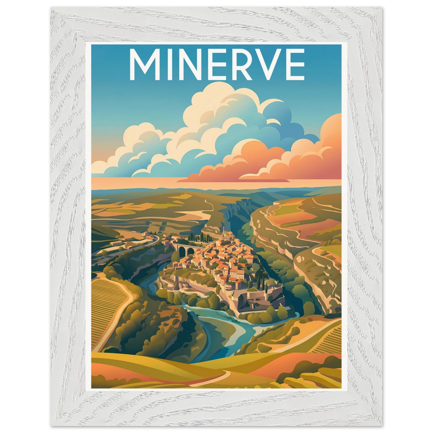 Affiche Minerve - Encadrée, cadre blanc 15x20 cm