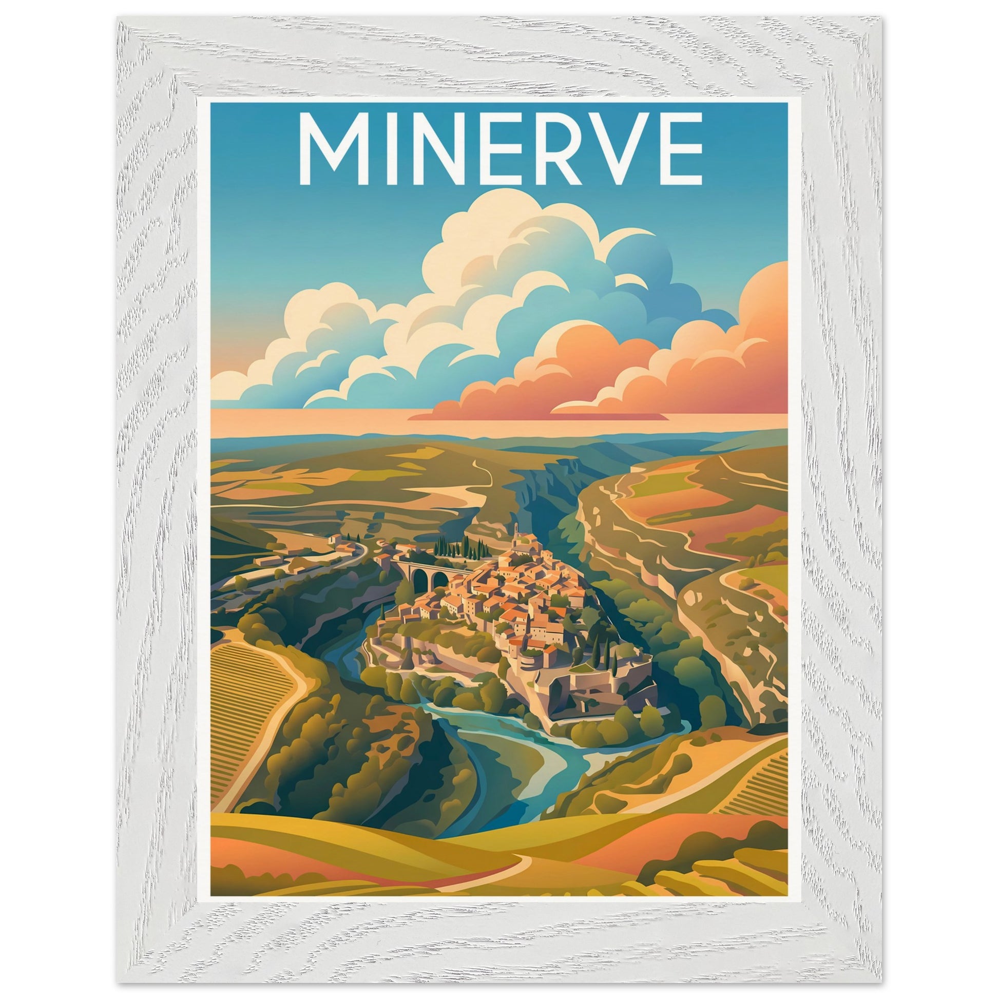Affiche Minerve - Encadrée, cadre blanc 15x20 cm