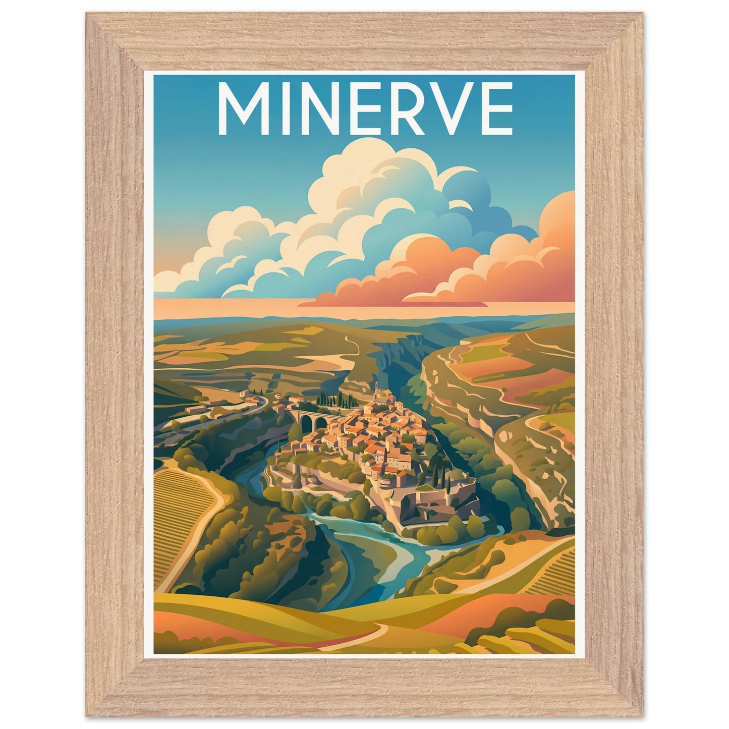 Affiche Minerve - Encadrée, cadre bois 15x20 cm