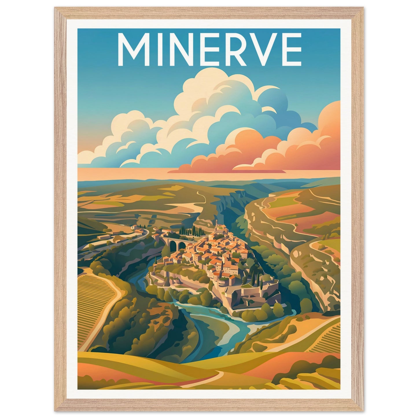 Affiche Minerve - Encadrée, cadre bois 45x60 cm