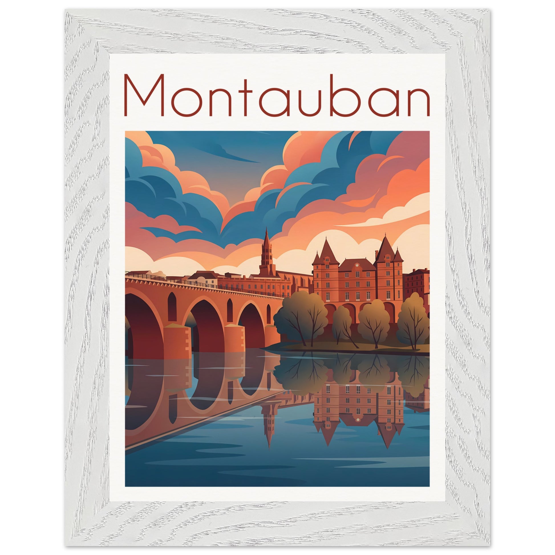 Affiche Montauban - Encadrée, cadre blanc 15x20 cm