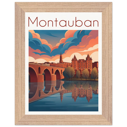 Affiche Montauban - Encadrée, cadre bois 15x20 cm
