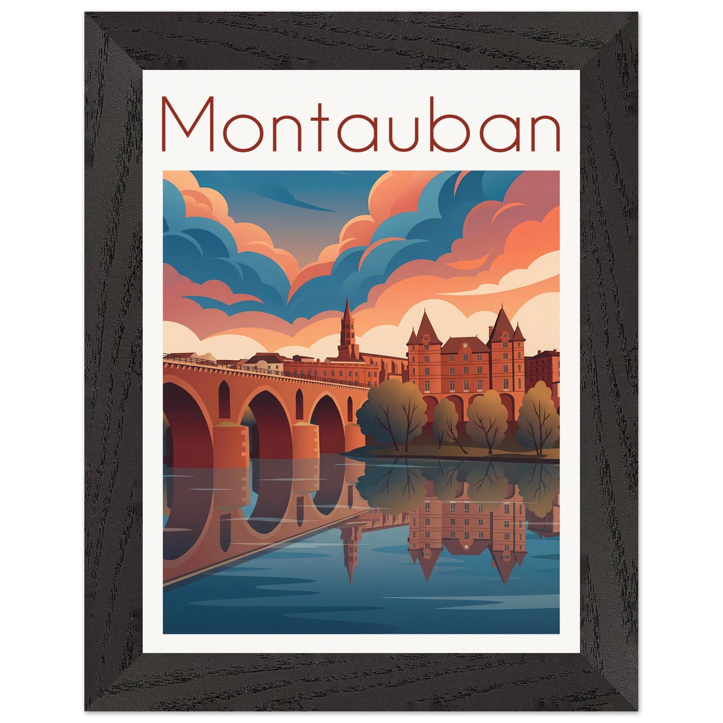 Affiche Montauban - Encadrée, cadre noir 15x20 cm