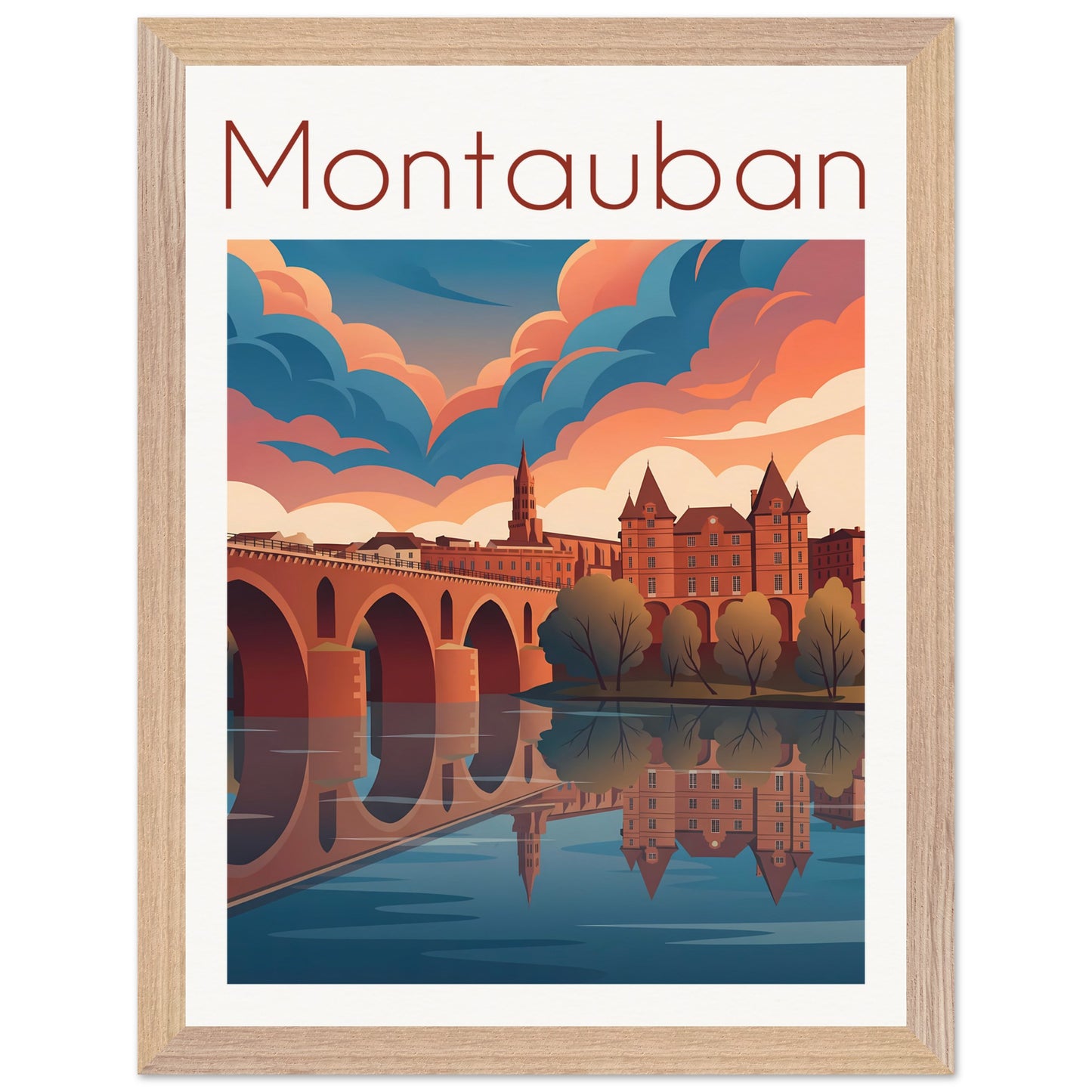 Affiche Montauban - Encadrée, cadre bois 30x40 cm