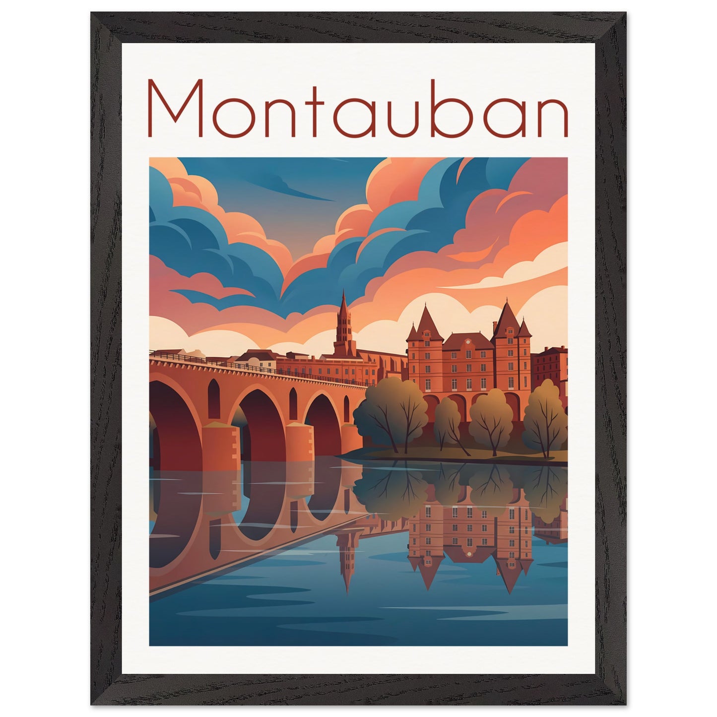 Affiche Montauban - Encadrée, cadre noir 30x40 cm