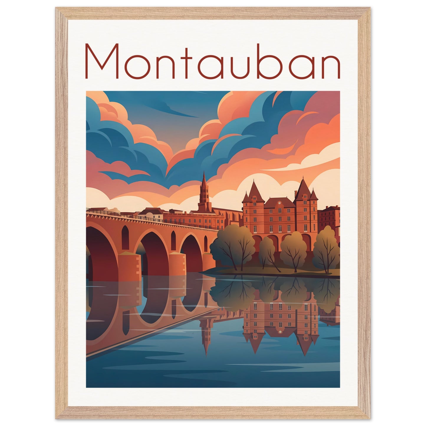 Affiche Montauban - Encadrée, cadre bois 45x60 cm