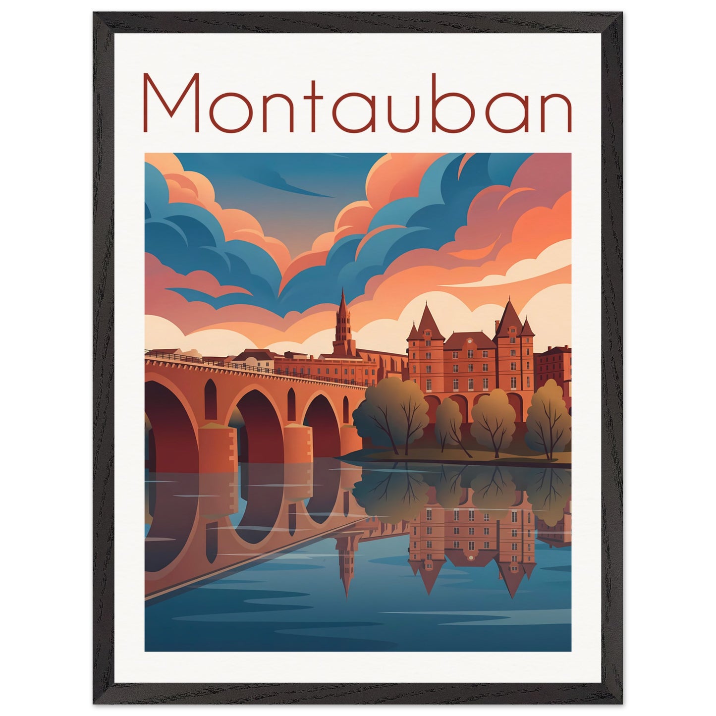 Affiche Montauban - Encadrée, cadre noir 45x60 cm