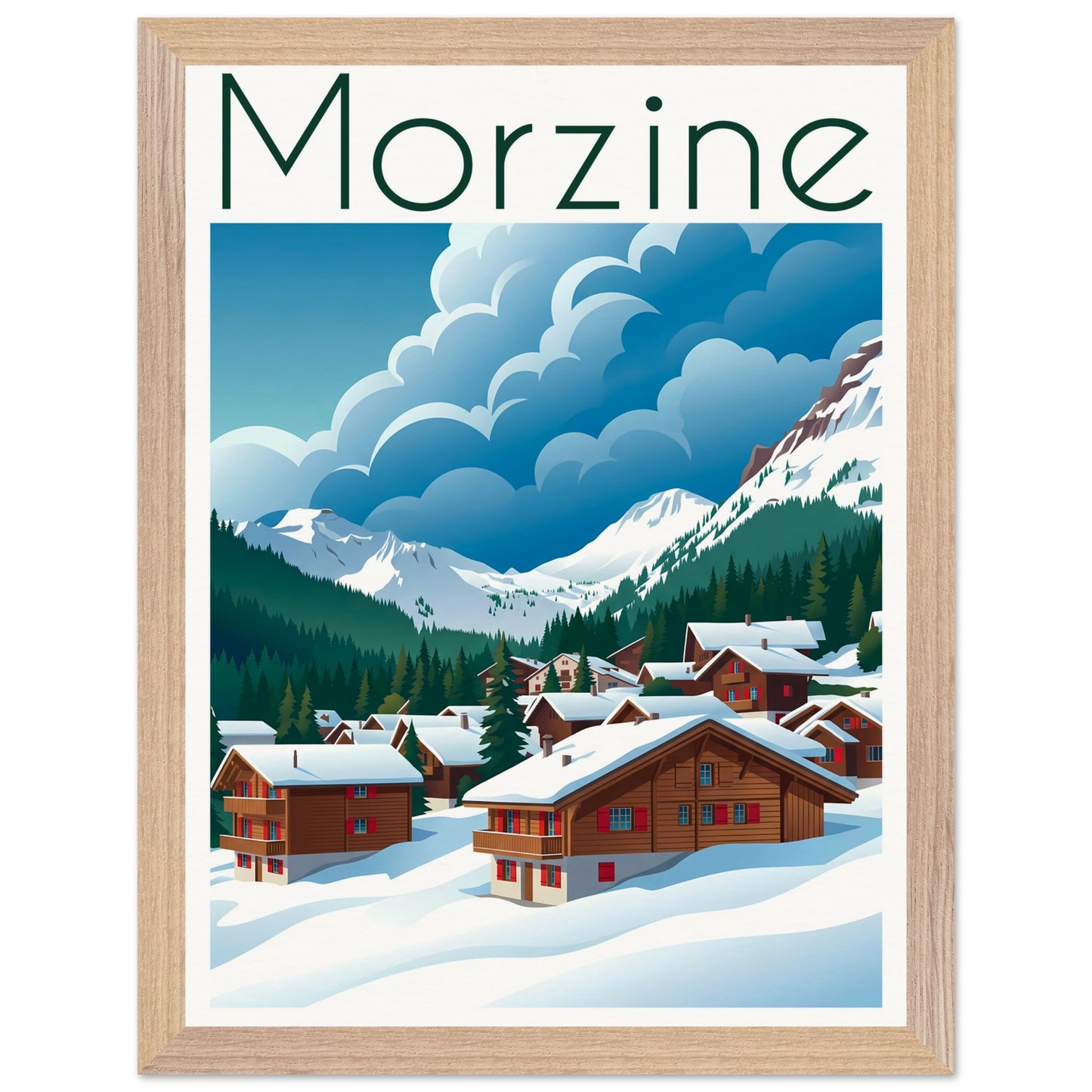 Affiche Morzine - Encadrée, cadre bois 30x40 cm
