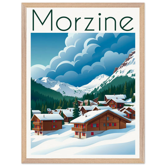 Affiche Morzine - Encadrée, cadre bois 45x60 cm