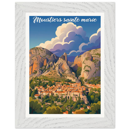 Affiche Moustiers-Sainte-Marie - Encadrée, cadre blanc 15x20 cm