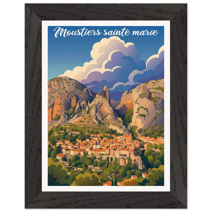 Affiche Moustiers-Sainte-Marie - Encadrée, cadre noir 15x20 cm