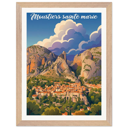 Affiche Moustiers-Sainte-Marie - Encadrée, cadre bois 30x40 cm