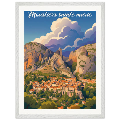 Affiche Moustiers-Sainte-Marie - Encadrée, cadre blanc 45x60 cm