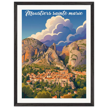 Affiche Moustiers-Sainte-Marie - Encadrée, cadre noir 45x60 cm
