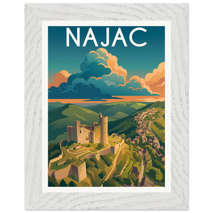 Affiche Najac - Encadrée, cadre blanc 15x20 cm