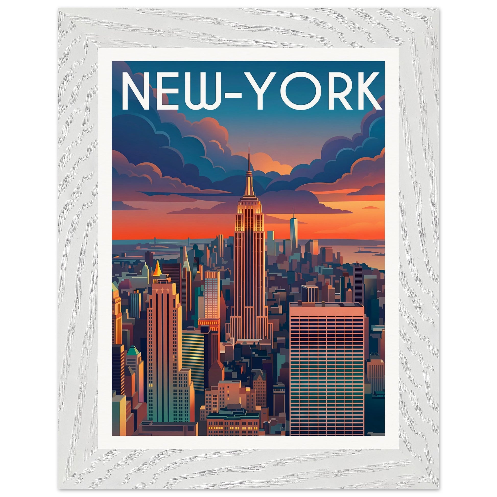 Affiche New York - Encadrée, cadre blanc 15x20 cm