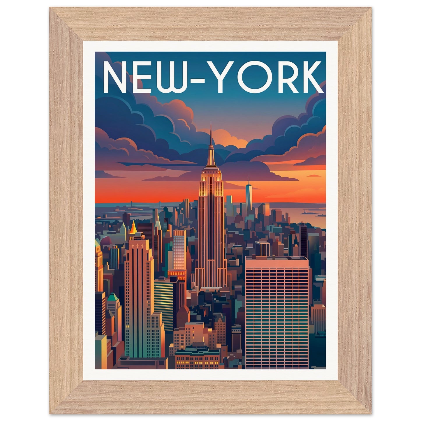 Affiche New York - Encadrée, cadre bois 15x20 cm