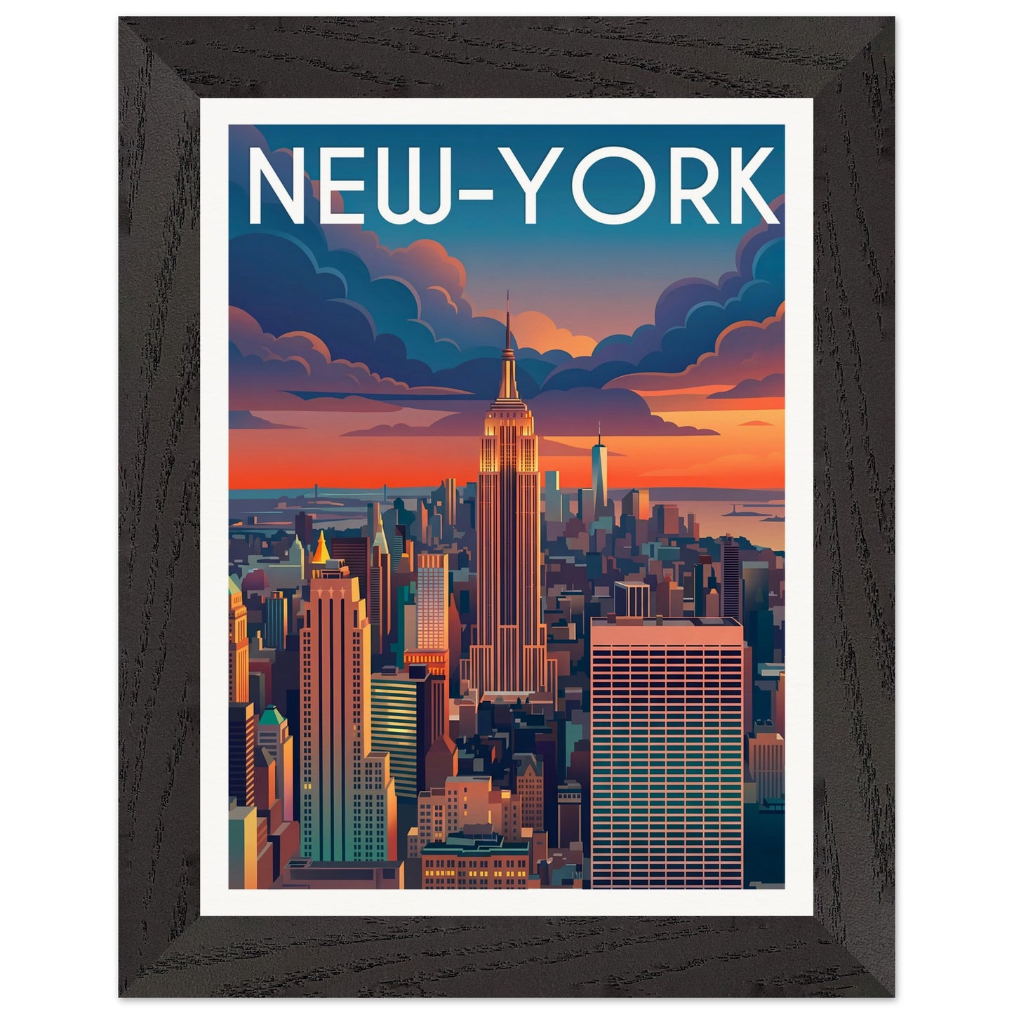 Affiche New York - Encadrée, cadre noir 15x20 cm