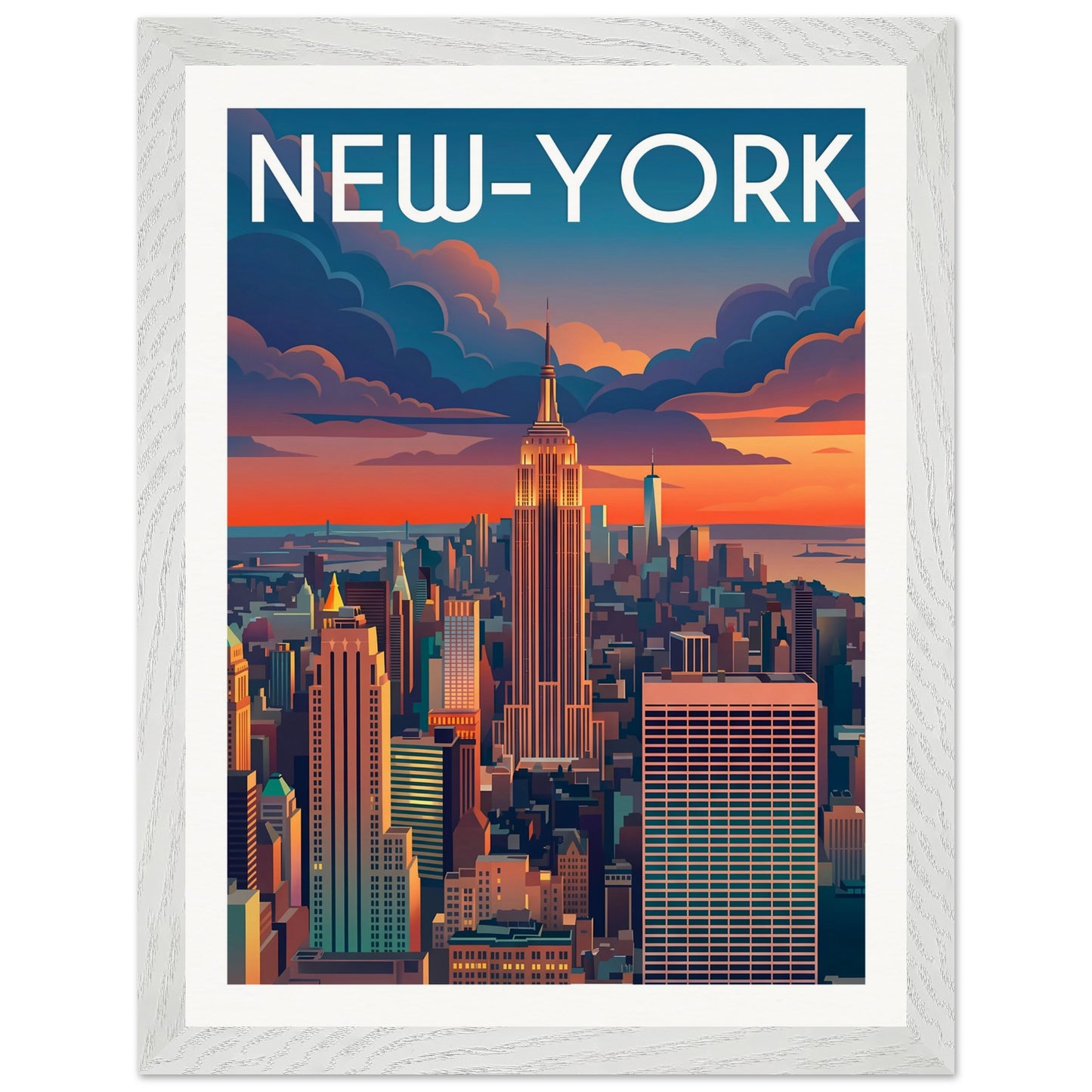 Affiche New York - Encadrée, cadre blanc 30x40 cm
