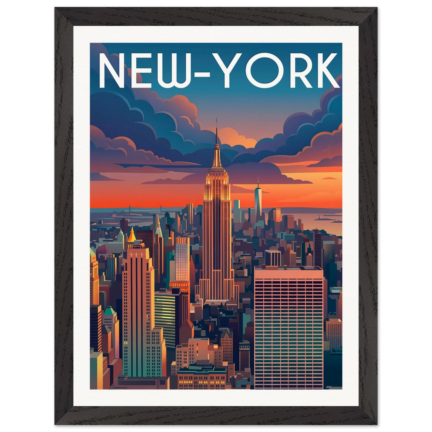 Affiche New York - Encadrée, cadre noir 30x40 cm