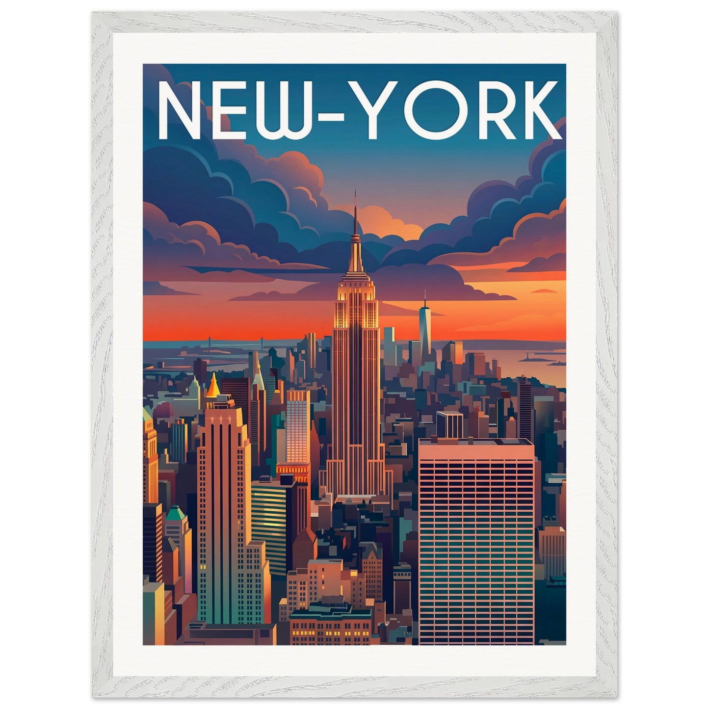 Affiche New York - Encadrée, cadre blanc 45x60 cm