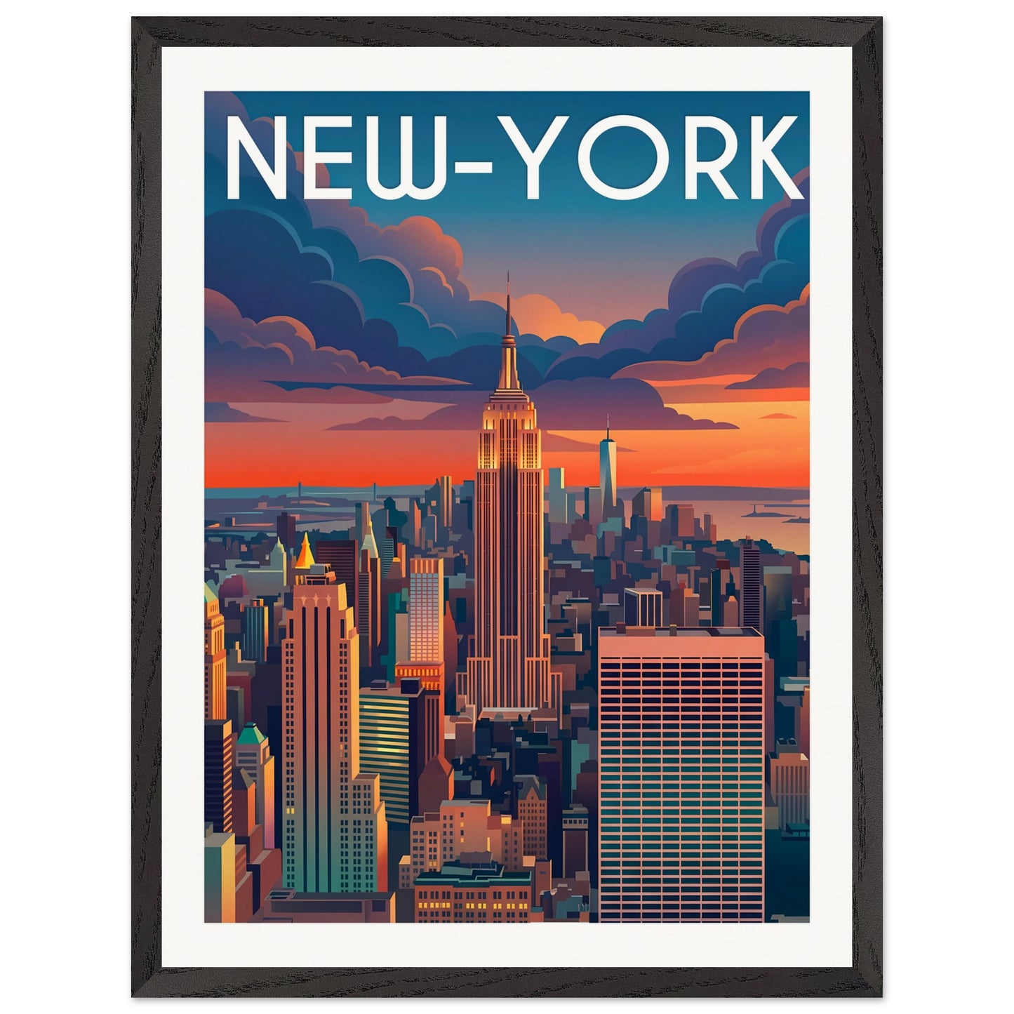 Affiche New York - Encadrée, cadre noir 45x60 cm
