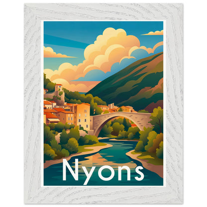Affiche Nyons - Encadrée, cadre blanc 15x20 cm
