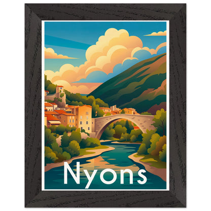 Affiche Nyons - Encadrée, cadre noir 15x20 cm