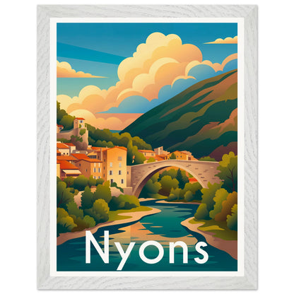 Affiche Nyons - Encadrée, cadre blanc 30x40 cm
