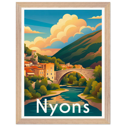 Affiche Nyons - Encadrée, cadre bois 30x40 cm
