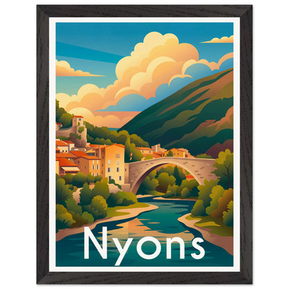 Affiche Nyons - Encadrée, cadre noir 30x40 cm