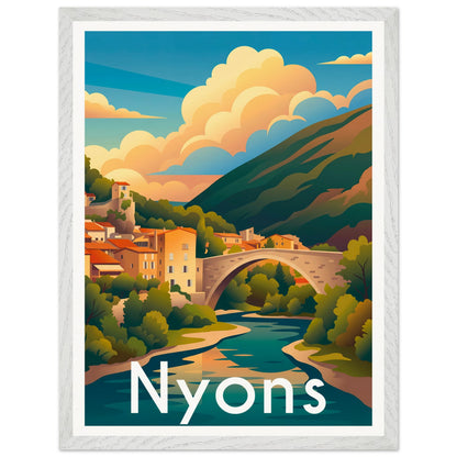 Affiche Nyons - Encadrée, cadre blanc 45x60 cm