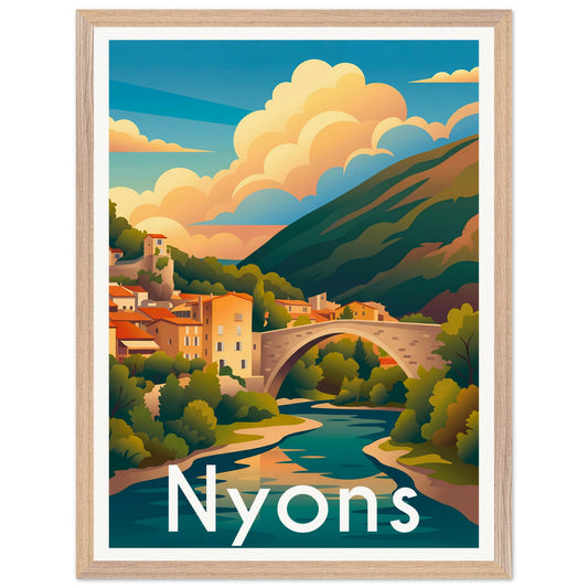 Affiche Nyons - Encadrée, cadre bois 45x60 cm