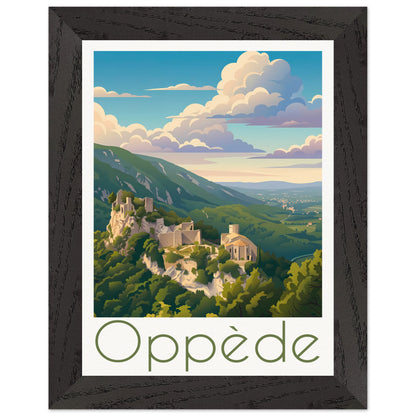 Affiche Oppède - Encadrée, cadre noir 15x20 cm