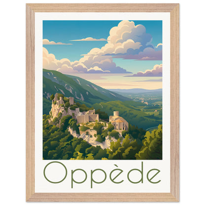 Affiche Oppède - Encadrée, cadre bois 30x40 cm