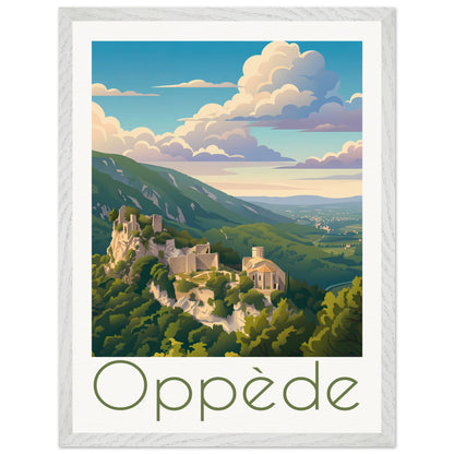 Affiche Oppède - Encadrée, cadre blanc 45x60 cm