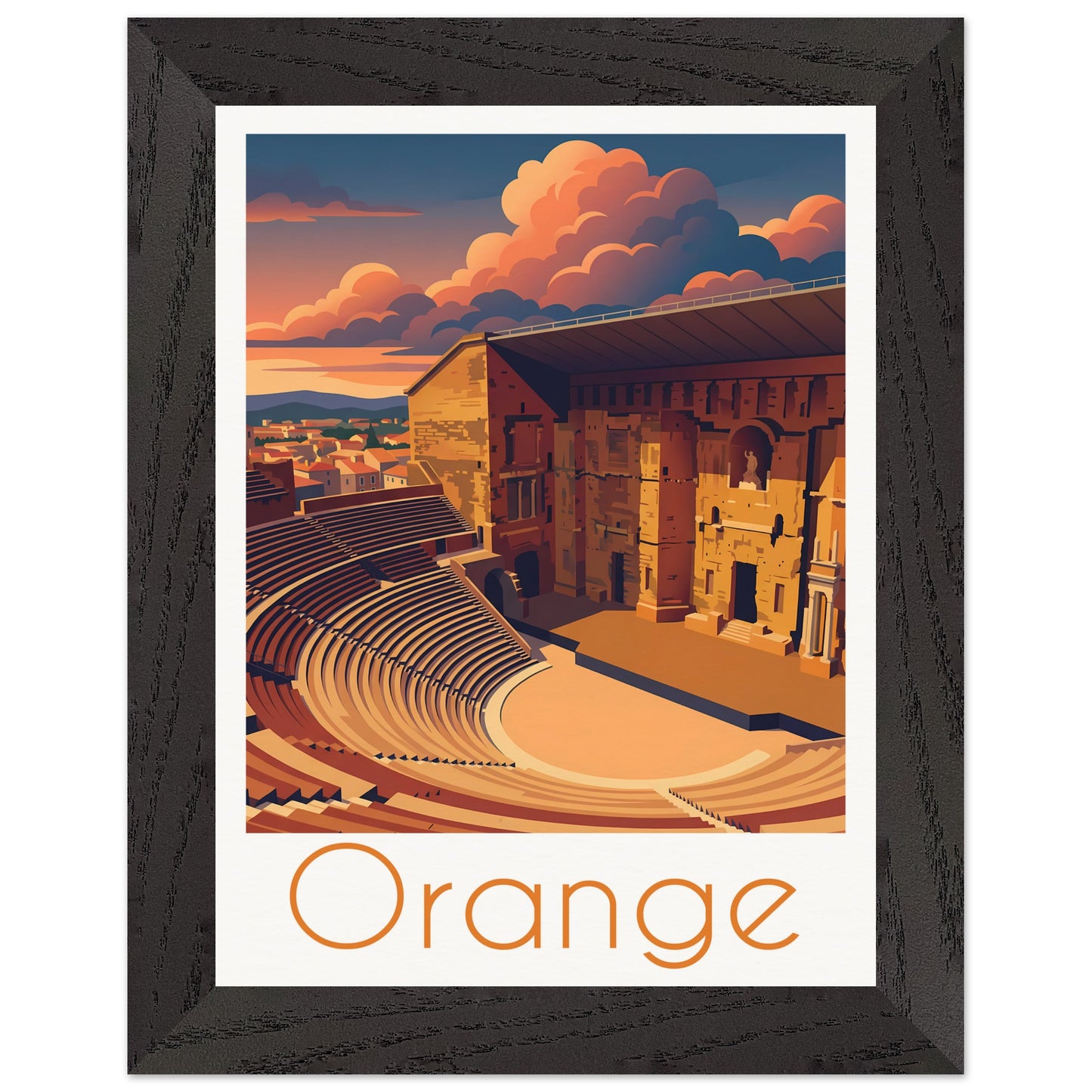 Affiche Orange - Encadrée, cadre noir 15x20 cm