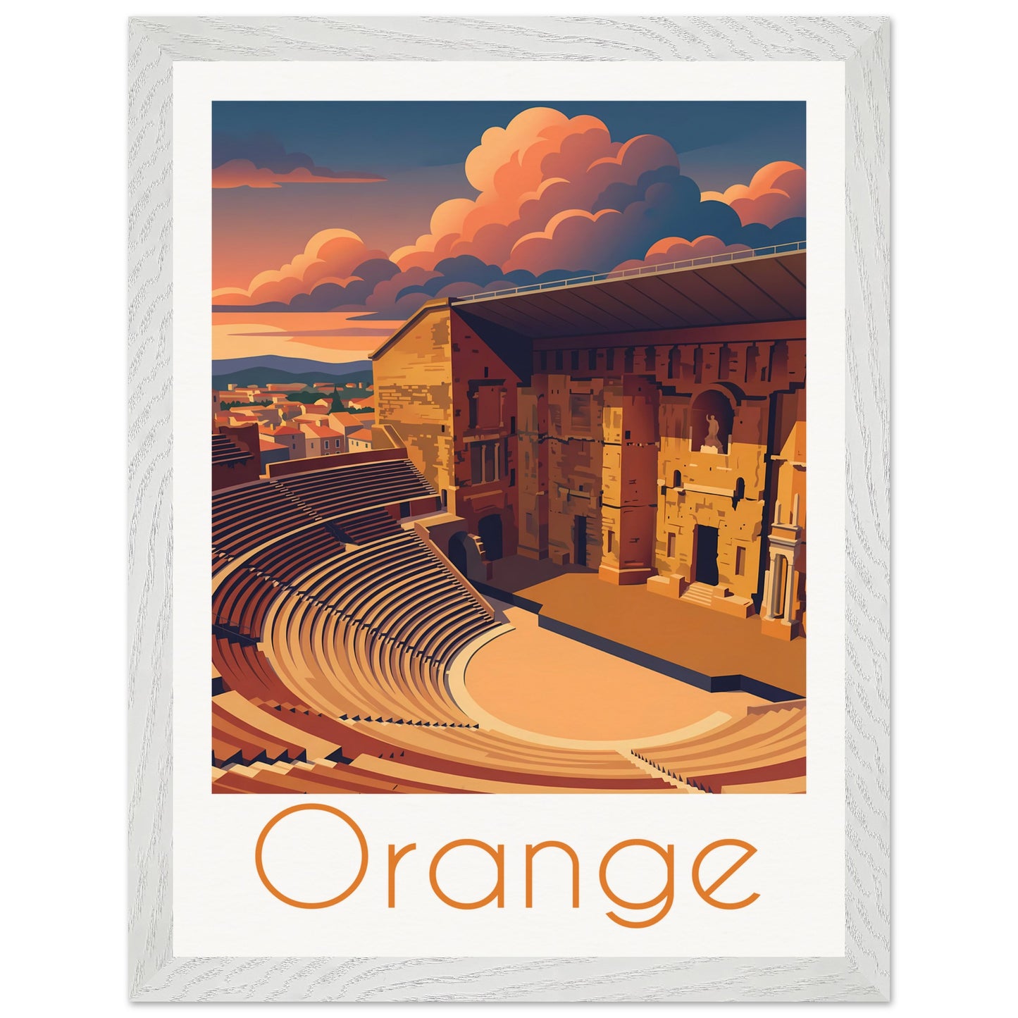 Affiche Orange - Encadrée, cadre blanc 30x40 cm