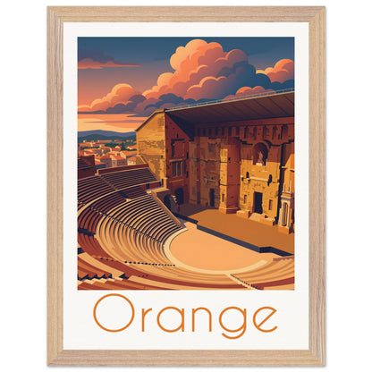 Affiche Orange - Encadrée, cadre bois 30x40 cm