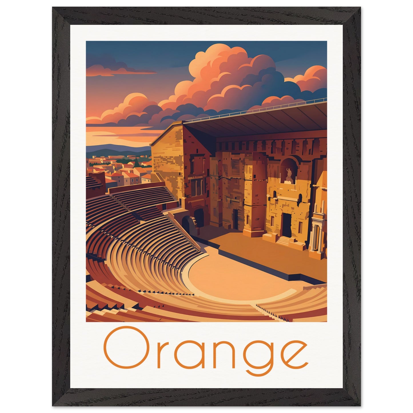 Affiche Orange - Encadrée, cadre noir 30x40 cm