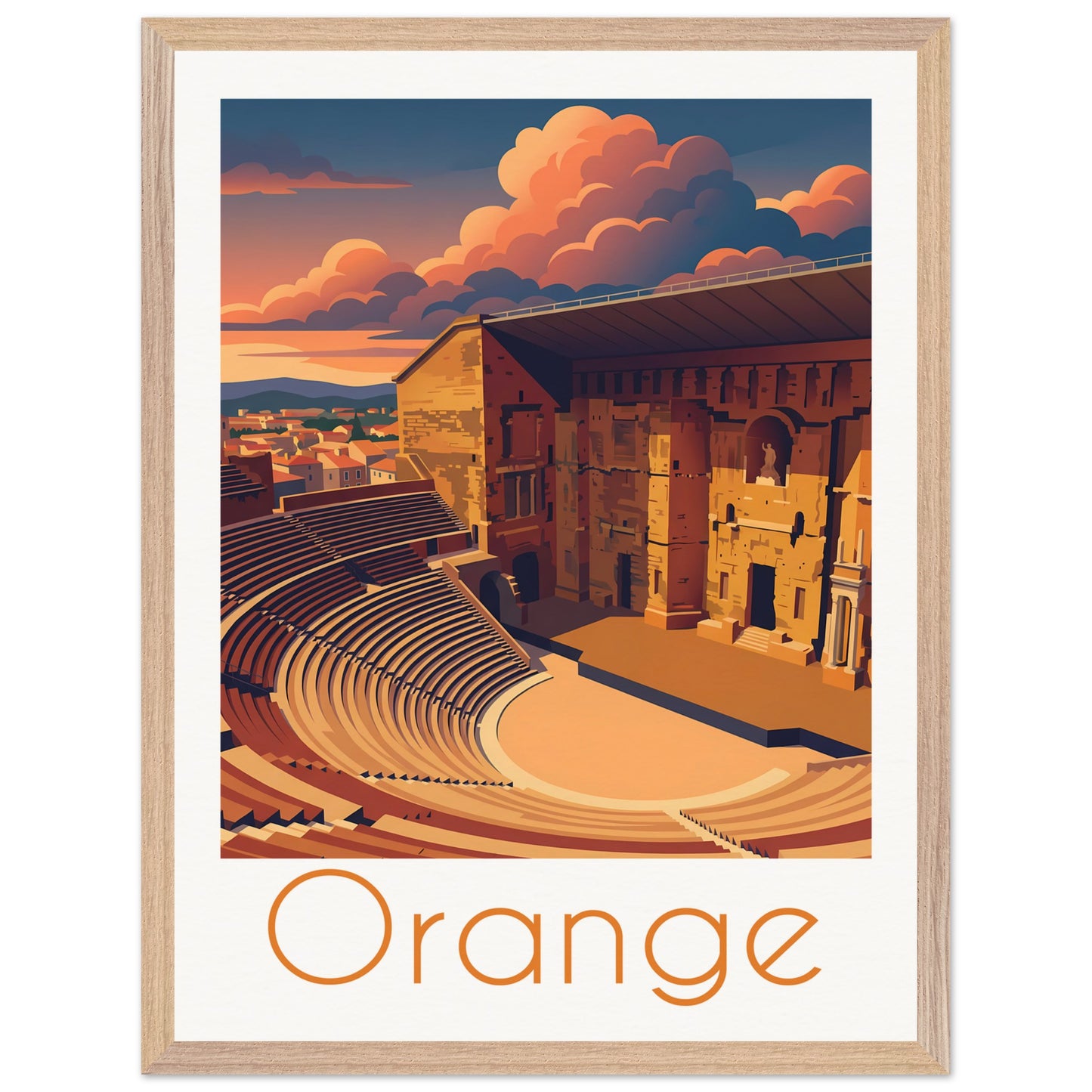 Affiche Orange - Encadrée, cadre bois 45x60 cm