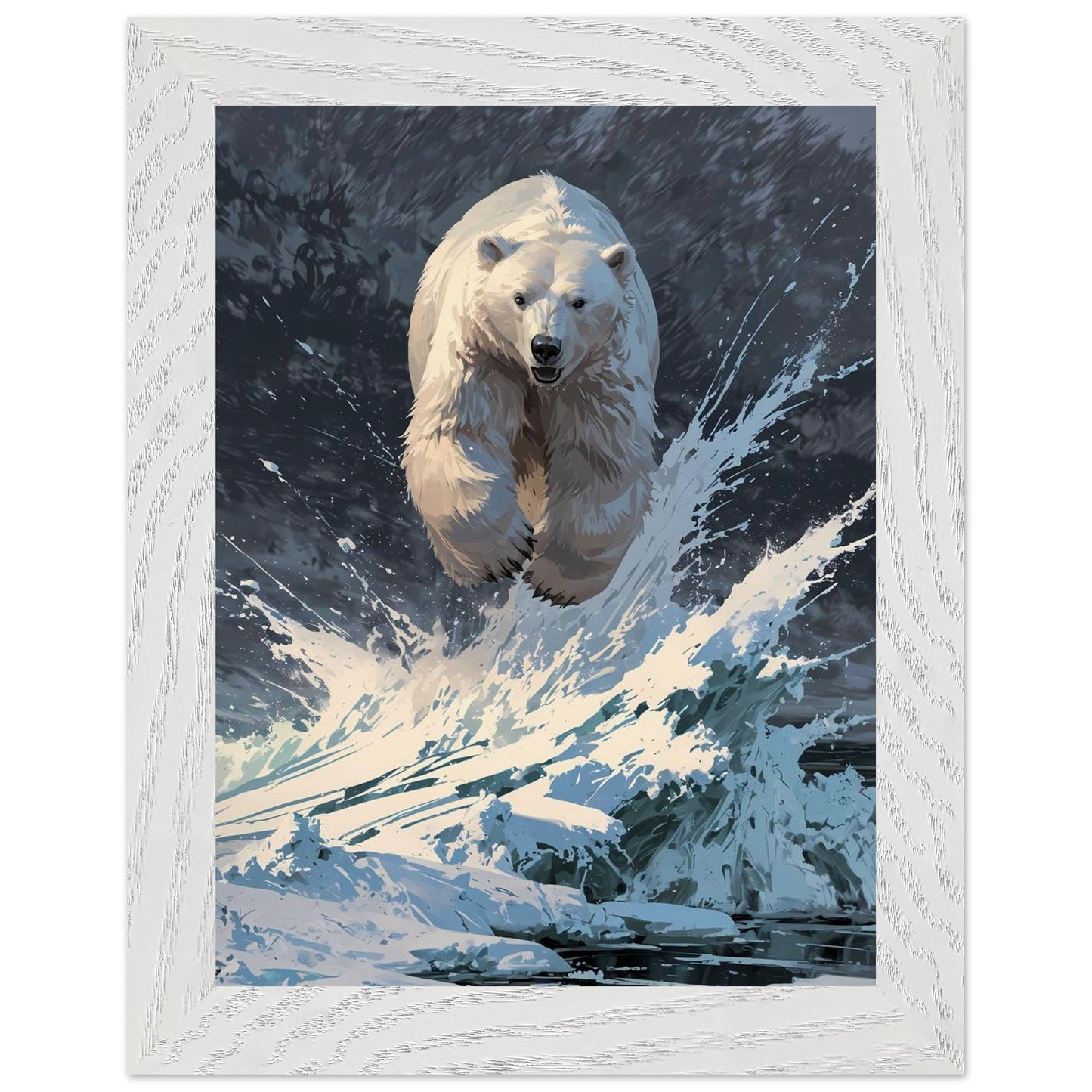 Affiche Ours polaire Encadrée, cadre blanc 15x20 cm