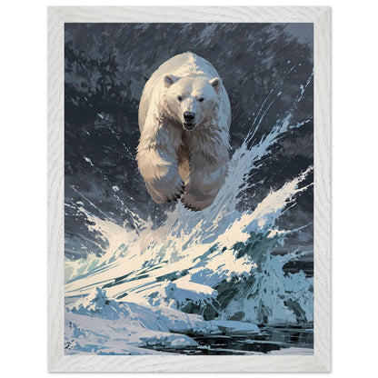 Affiche Ours polaire Encadrée, cadre blanc 30x40 cm