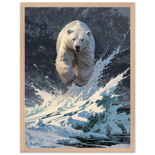 Affiche Ours polaire Encadrée, cadre bois 45x60 cm