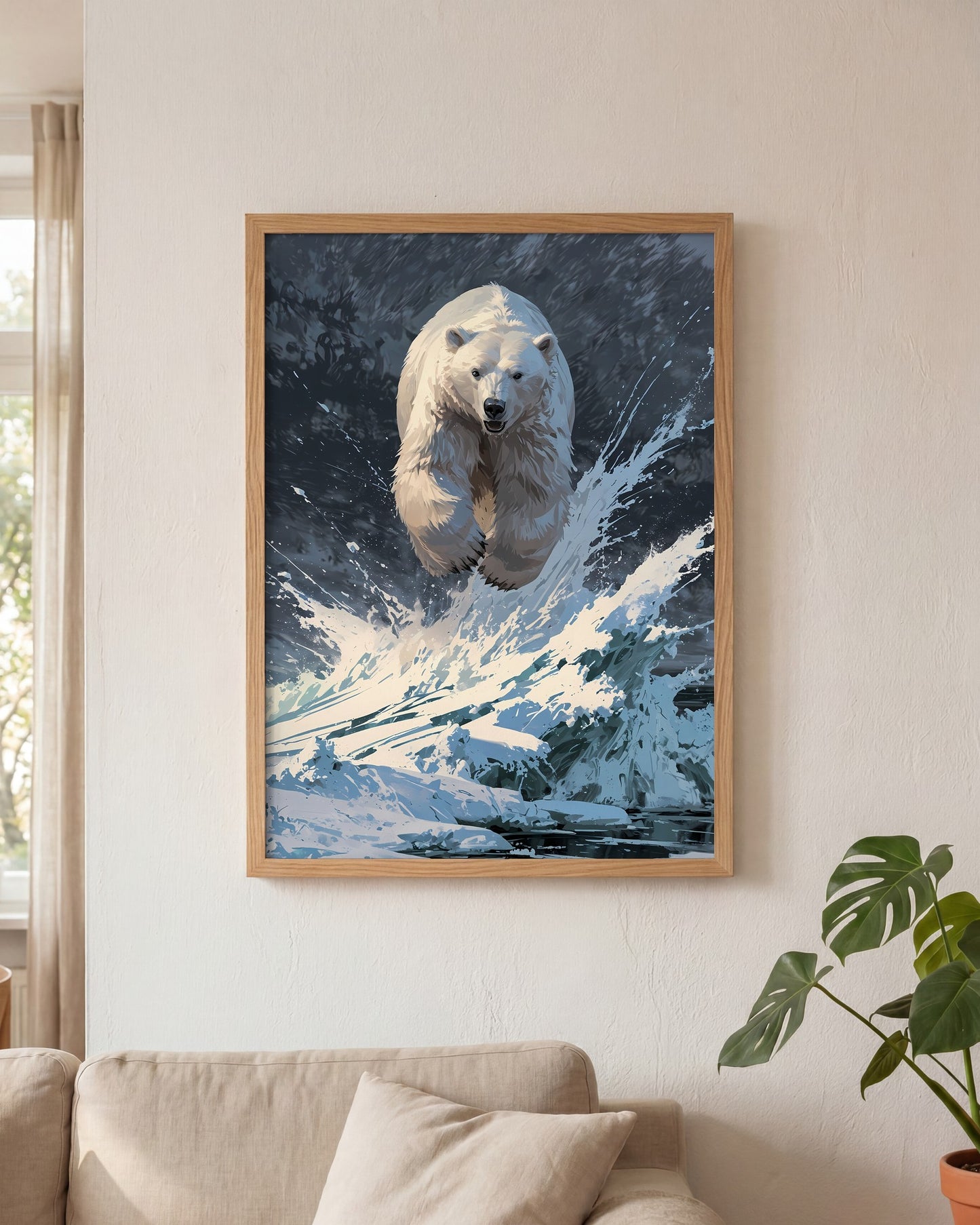 Affiche Ours polaire Encadrée, mockup en situation dans un interieur, Muchimura
